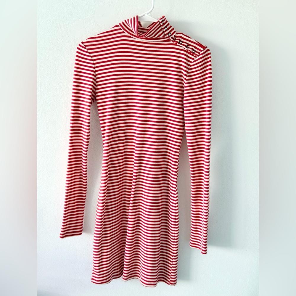 Urban Outfitters Red Striped Bodycon Mini Dress Turtleneck Size XS